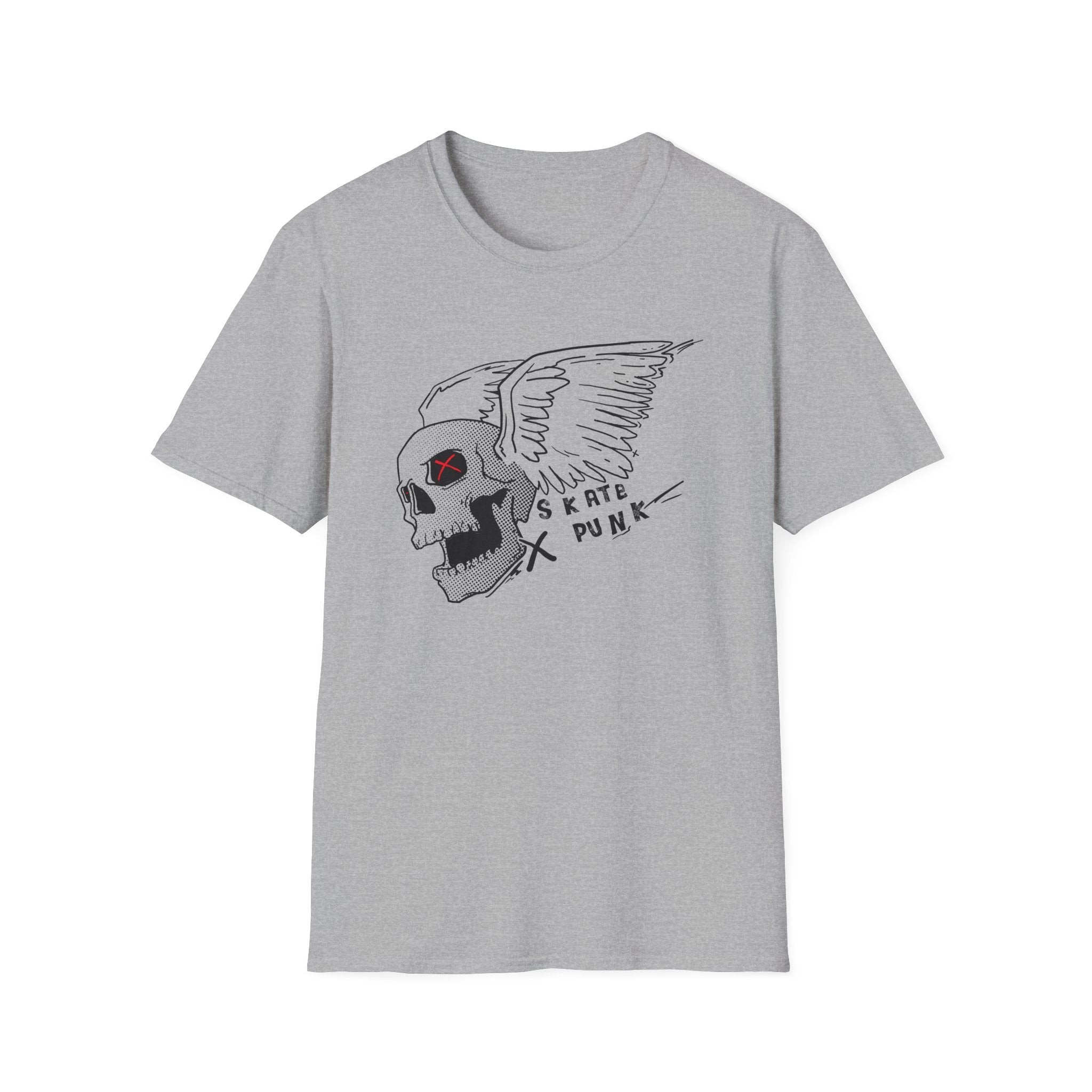 Skate Punk Winged Skull T-Shirt — Edgy Skateboard Graphic Tee