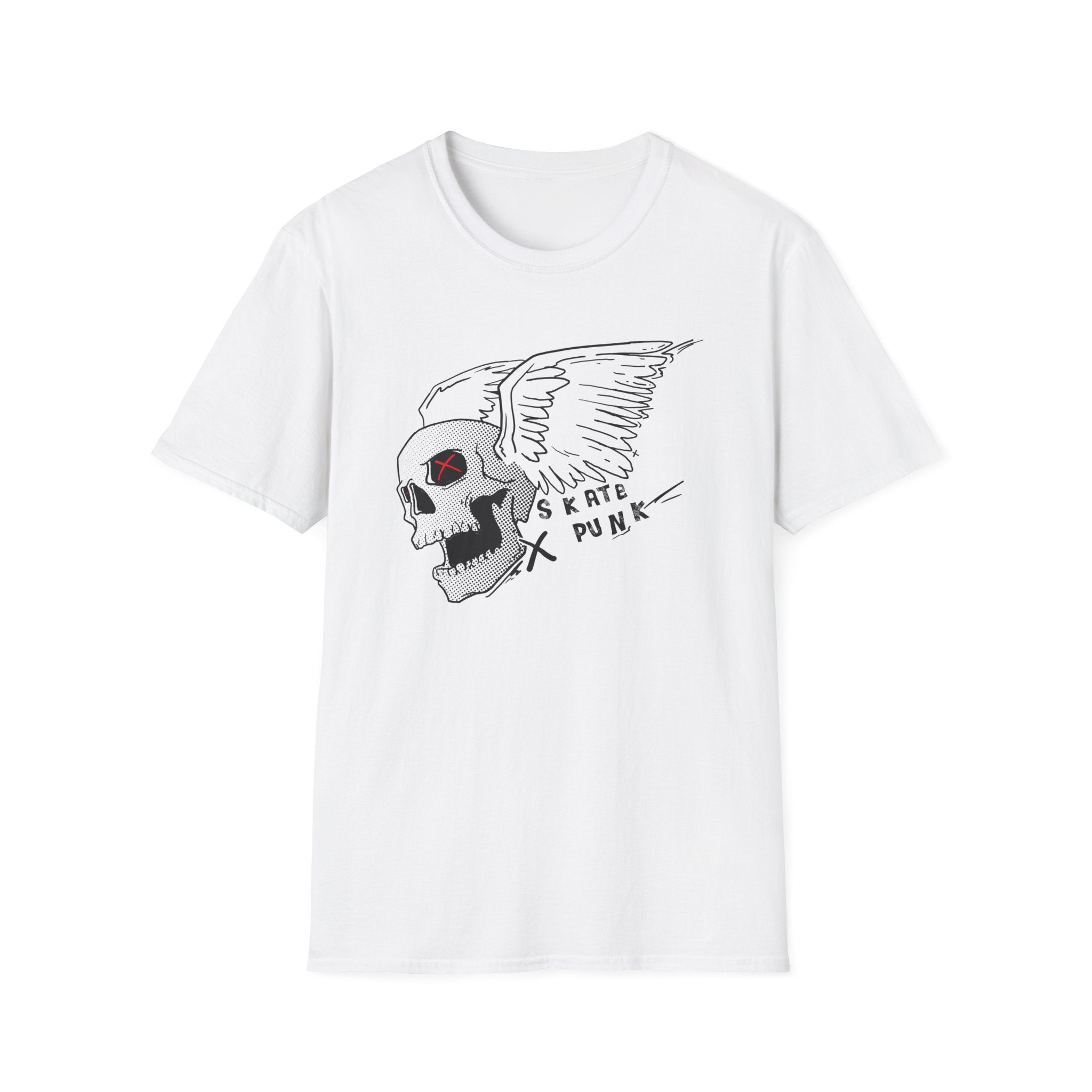 Skate Punk Winged Skull T-Shirt — Edgy Skateboard Graphic Tee